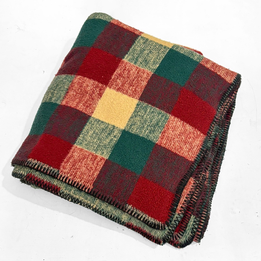 Biederlack VTG Lodge Plaid Colorblock Throw Blanket Reversible 58x46 Cabincore - Picture 1 of 9